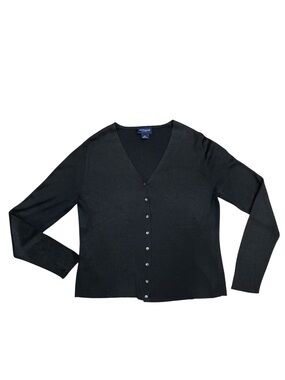 Ann Taylor Petites Black Button Front Cardigan